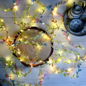 Pastel Rainbow Leaf Fairy Lights - battery. 2m - 10m sizes. Handmade to order. - Picture 1 of 17