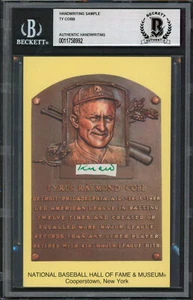 Tigers Ty Cobb Writing Sample 3.5x5.5 HOF Plaque Postcard BAS Slabbed 26 - Picture 1 of 2