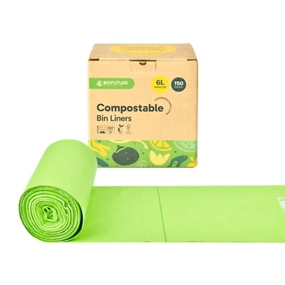 150 x 6L Compostable Kitchen Caddy Liners EN13432 | Council Approved Bags - Image 1 of 4