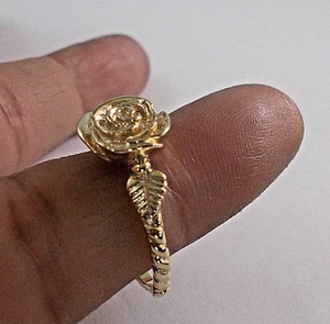 14 KT SOLID YELLOW GOLD ROSE RING SIZE 4 - Picture 1 of 9