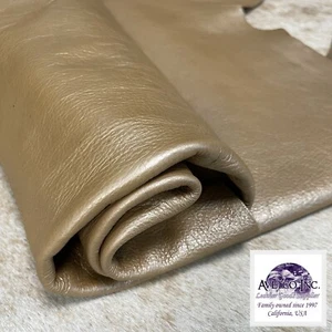 Avetco Champagme Beige Cow Leather – Pearlized 3 oz 1.2mm – Rough Cut by Sq Ft - Picture 1 of 5