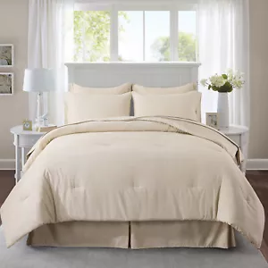 8Piece Comforter Set Cationic Dyeing Soft Breathable Down Comforter Bed in a Bag - Picture 1 of 36