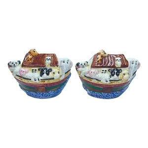 Salt Pepper Shakers Noah's Ark Animals Religious Novelty S&P Kitsch 1995 - Picture 1 of 11