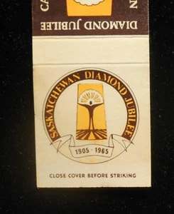 1965 60 Years Saskatchewan Diamond Jubilee SK Canada Matchbook - Picture 1 of 1