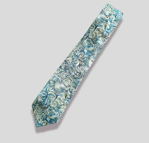 BHS Pure Silk Tie with Abstract Multi Colour Green Art Print - Picture 1 of 3