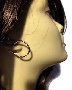 PEQUEÑOS PENDIENTES DE ARO CHAPADOS EN ORO ROSA DE 1 PULGADA ARO CÍRCULO DELGADO 25 MM - Imagen 1 de 3