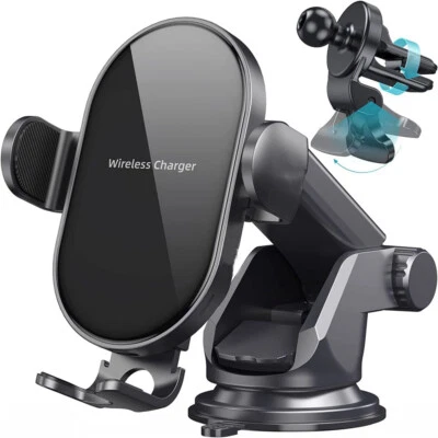15W Automatic Clamping Wireless Car Fast Charger Mount For iphone Samsung - Image 1 of 4