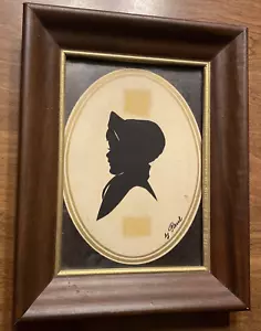 Vintage signiertes junges Mädchen in Haube Silhouette handgeschnitten #2 ***LESEN*** BR4 - Bild 1 von 24