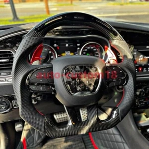 Real Carbon Fiber LED Steering Wheel For 2015+ charger challenger scat pack srt - Foto 1 di 3