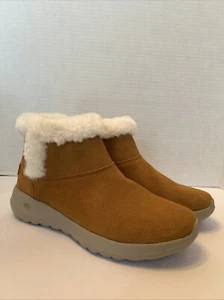 Skechers Goga Mat Gen 5 Air Cooled Womens Brown Suede Faux Fur Ankle Boot Sz 6.5 - Picture 1 of 10