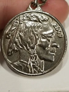 2009 Reproduction Buffalo Nickel American Indian Relief Council Keyring Keychain - Picture 1 of 4