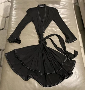 NUEVO Vestido Envolvente Diane Von Furstenberg Neiman Marcus DVF Earna Cinta Negro 0 $400 - Imagen 1 de 7