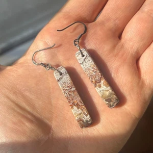 Crazy Lace Agate Sterling Silver Earrings Artisan Handmade Studio Jewelry Art925 - Picture 1 of 7