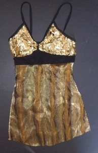NWOT Gold Black Foil Spandex Contemporary Dance costume Petite adult (fits child - Picture 1 of 4