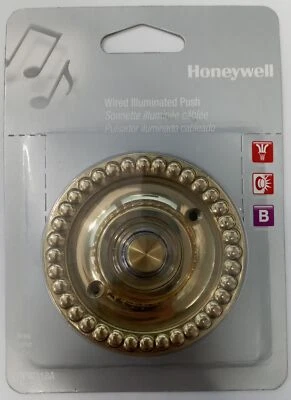 Pulsador de timbre de puerta de latón iluminado con cable Honeywell RPW318A Foto 1 de 3