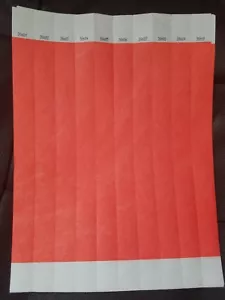 100 BRACCIALETTI TYVEK ROSSO NEON 3/4", BRACCIALETTI CARTA ROSSA, BRACCIALETTI PER EVENTI - Foto 1 di 1