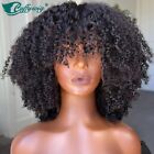 Kinky Curly Wig With Bangs 13*6 Lace Front Wig Brazilian Human Hair Pre Plucked 
