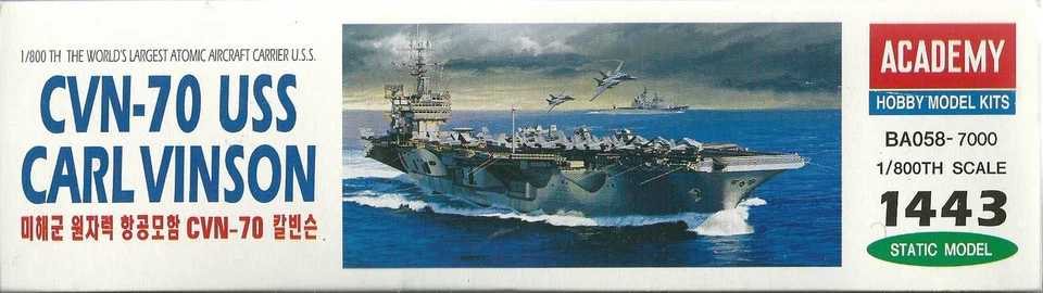 ACADEMY 1:800 KIT NAVE PORTAEREI  CVN-70 USS CARL VINSON  42,2 CM   ART 1443 - Immagine 1 di 1