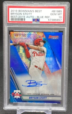 2019 Bowman's Best Bryson Stott Blue Refractor PSA 10 GEM MT /150 Phillies - Image 1 of 2