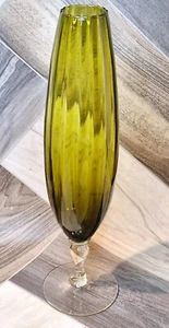 MCM Empoli Italy Olive Avocado Green Glass Vase - Picture 1 of 7