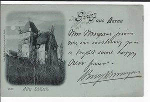 1898 Pionier Gruss aus Aarau Schweiz AK Ansicht der Mittelalterburg - Bild 1 von 2