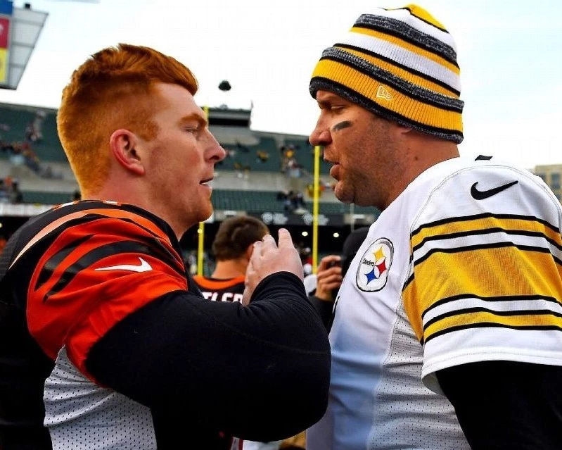 FOTO DE FÚTBOL AMERICANO ANDY DALTON & BEN ROETHLISBERGER 8X10 BENGALS STEELERS Foto 1 de 1