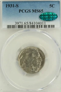 1931-S Buffalo Nickel : PCGS MS65 CAC Sticker - Picture 1 of 4