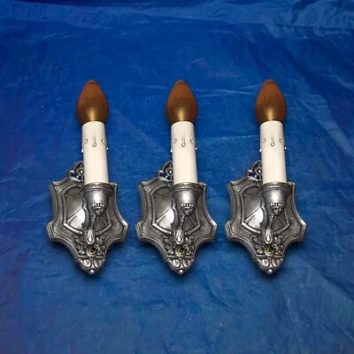 3 apliques de pared antiguos Art Deco Welsbach 43B con tres cables Foto 1 de 4