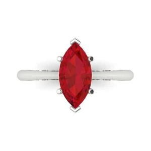 1,5 ctw Solitär simulierter Rubin Verlobungsring - 14K massives Gold (Weißgold) - Bild 1 von 11