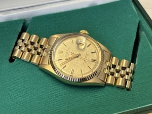 1971 1601 Rolex Datejust 36mm 18k Yellow Gold Automatic Watch Box & Papers - Picture 1 of 7
