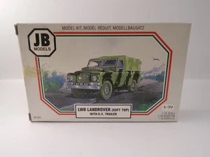 JB MODELS  1:76 SCALE MODEL KIT #JB1001 LWB LANDROVER SOFT TOP WITH GS TRAILER - Picture 1 of 2