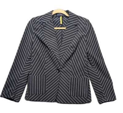 Blazer Piazza Sempione Mujer Talla Pequeña Rayas Un Botón Manga Larga Diseñador Foto 1 de 4