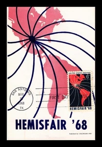 DR JIM STAMPS US MAXI CARD HEMISFAIR 68 SAN ANTONIO TEXAS FIRST DAY ISSUE - Picture 1 of 2