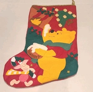 Vintage 1994 Disney Winnie the Pooh & Piglet Felt 20" XL 3D Christmas Stocking - Picture 1 of 10