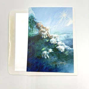 Hallmark Mary Hamilton Shepherd Boy Greeting Card Holiday Christmas Glitter - Picture 1 of 10