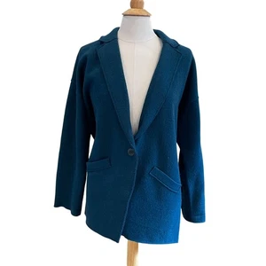 Eileen Fisher Wool Teal Blue/Green Oversized Fit Blazer/Jacket, M - Picture 1 of 10