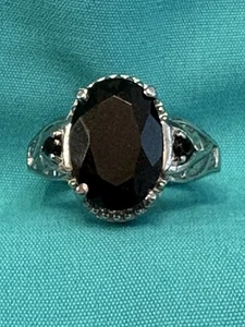 Australischer schwarzer Turmalin Ring Größe 9 in Edelstahl - Bild 1 von 8