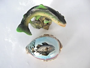 Estatuilla de pez de porcelana y concha marina de colección - Imagen 1 de 7