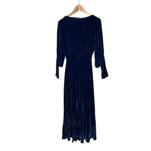 Vintage 30er 30er Jahre blau Samt Maxikleid Kleid NRA Etikett Etikett - Bild 1 von 19