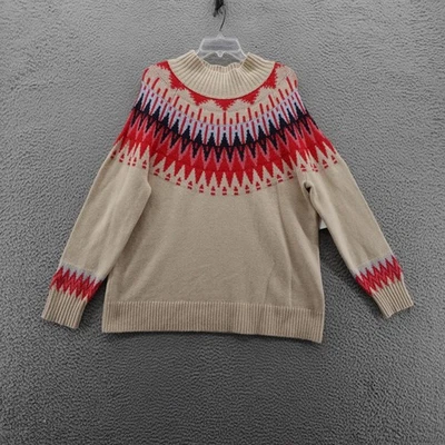 Suéter Caslon Mujer Beige Fair Isle Cuello Simulado Talla Grande Mezcla Lana Merino NUEVO Foto 1 de 4