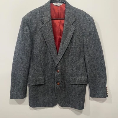 Harris Tweed Learbury Mens Herringbone Blazer Jacket 44 Long Scottish Wool - Image 1 of 4