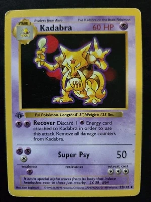 Kadabra 32/102 1st Edition Shadowless - Pokemon Base Set - MP - Image 1 of 2