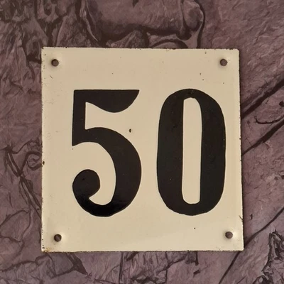 Placa esmaltada vintage URSS número de casa "50" Foto 1 de 4