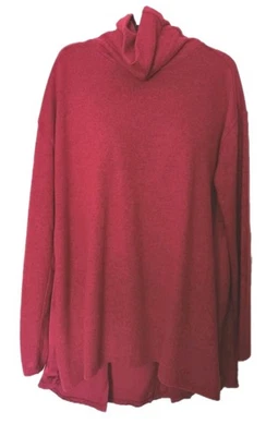 DG2 por Diane Gilman Suéter Tejido Túnica Satén Talla Grande Cuello Tortuga Rojo Nuevo  Foto 1 de 4