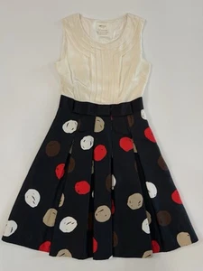 Kate Spade Damen 4 Seide Spree Plissee Kleid große Tupfen bunt adrett Luxus - Bild 1 von 7