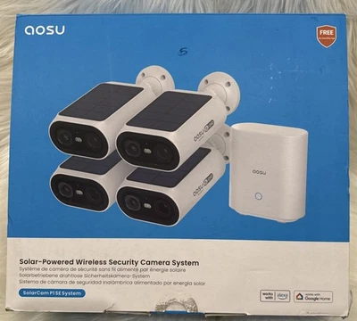Aosu C8E2DA11 4 Pc. Kit SolarCam P1 SE System, Solar Powered 2K Dual Security Ca