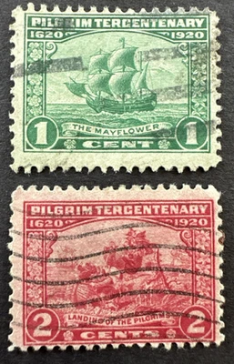 US 1920 Scott # 548-549 Lot of 2 Used Stamps Pilgrim Tercentenary - Image 1 of 2
