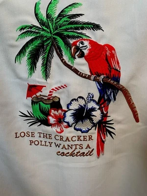 Caribbean Shirt Mens Embroidered Tropical Hawaiian Button-Front Short Sleeve SM - Image 1 of 4