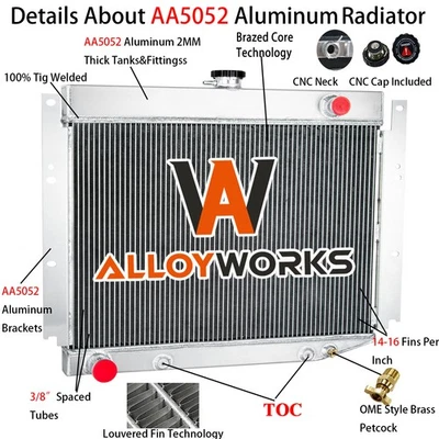 4Row Radiator FITS 1969-1971 Dodge D100 D200 D300 W100 W200 W300 Pickup 6.3L Foto 1 de 4