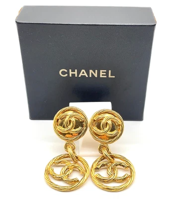 Auténticos Pendientes Chanel Vintage Coco Swing Tornado Coco GP Caja 93P SK050934 - Imagen 1 de 4